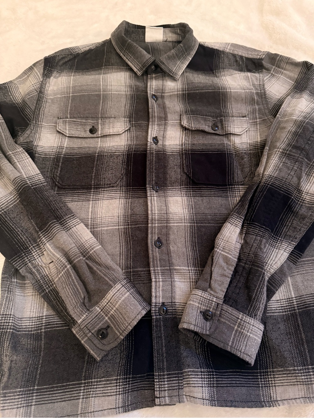 GAP - Black & Gray Plaid Flannel Shirt Kids Sz (XXL)